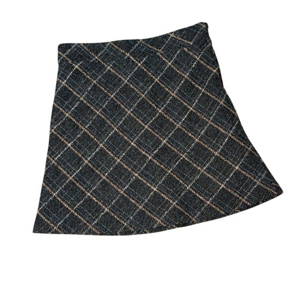 OLD NAVY Vintage Y2K Dark Gray Plaid Wool Blend A-Line Skirt | Women's Size 10